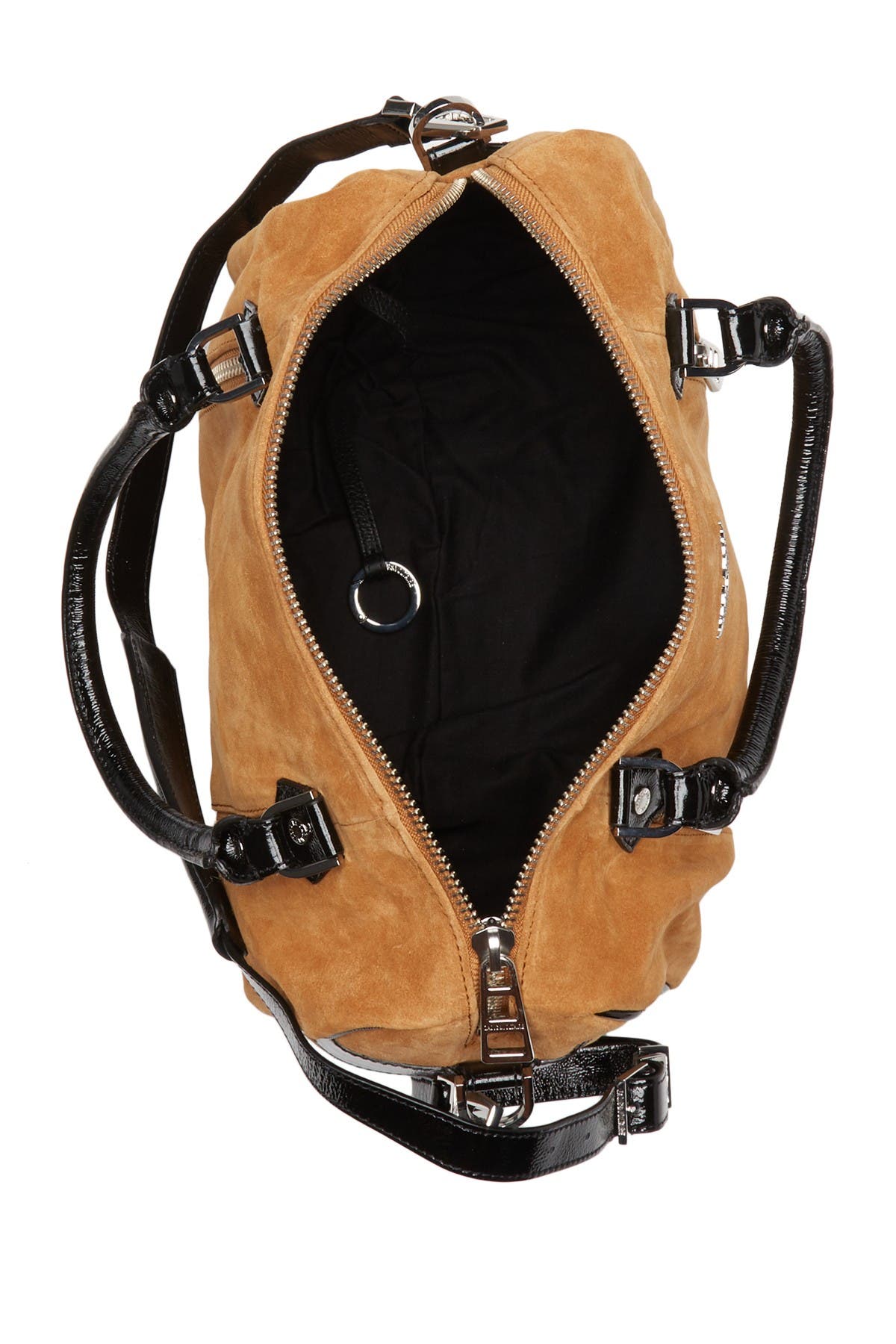 Zadig & Voltaire Sunny Medium Suede Patent Satchel Bag, Alternate, color, 