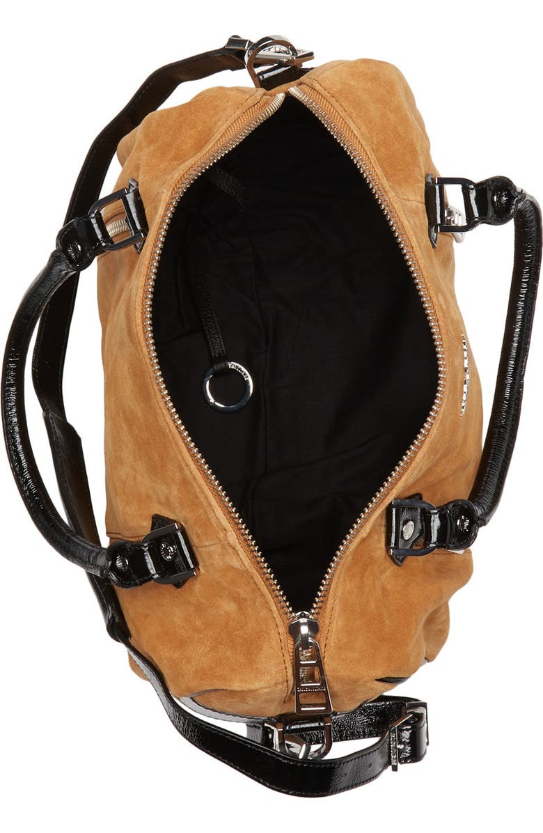 Zadig & Voltaire Sunny Medium Suede Patent Satchel Bag, Alternate, color,