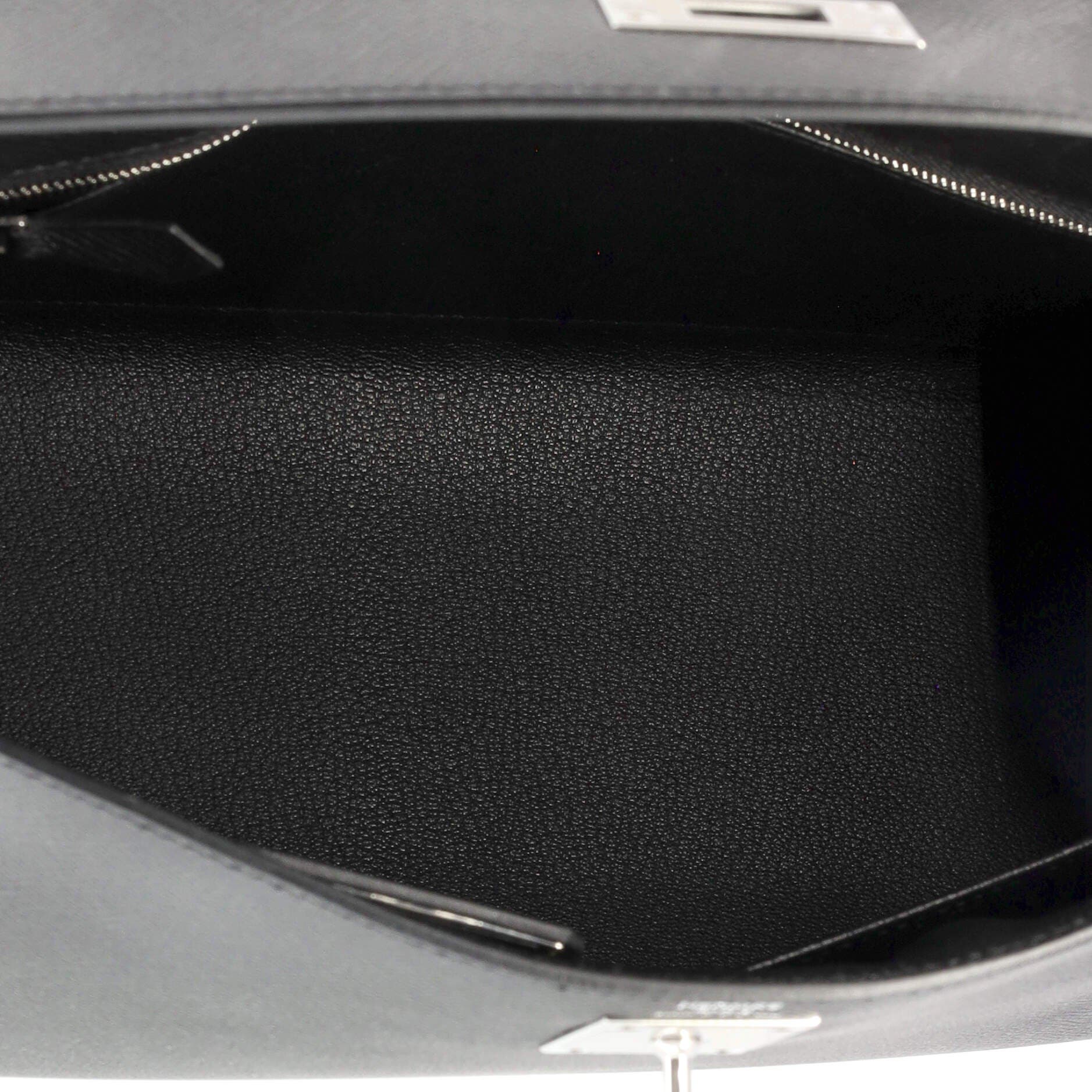 Pre-Owned Hermes Kelly Handbag Black Epsom with Palladium Hardware 28, Alternate, color, 