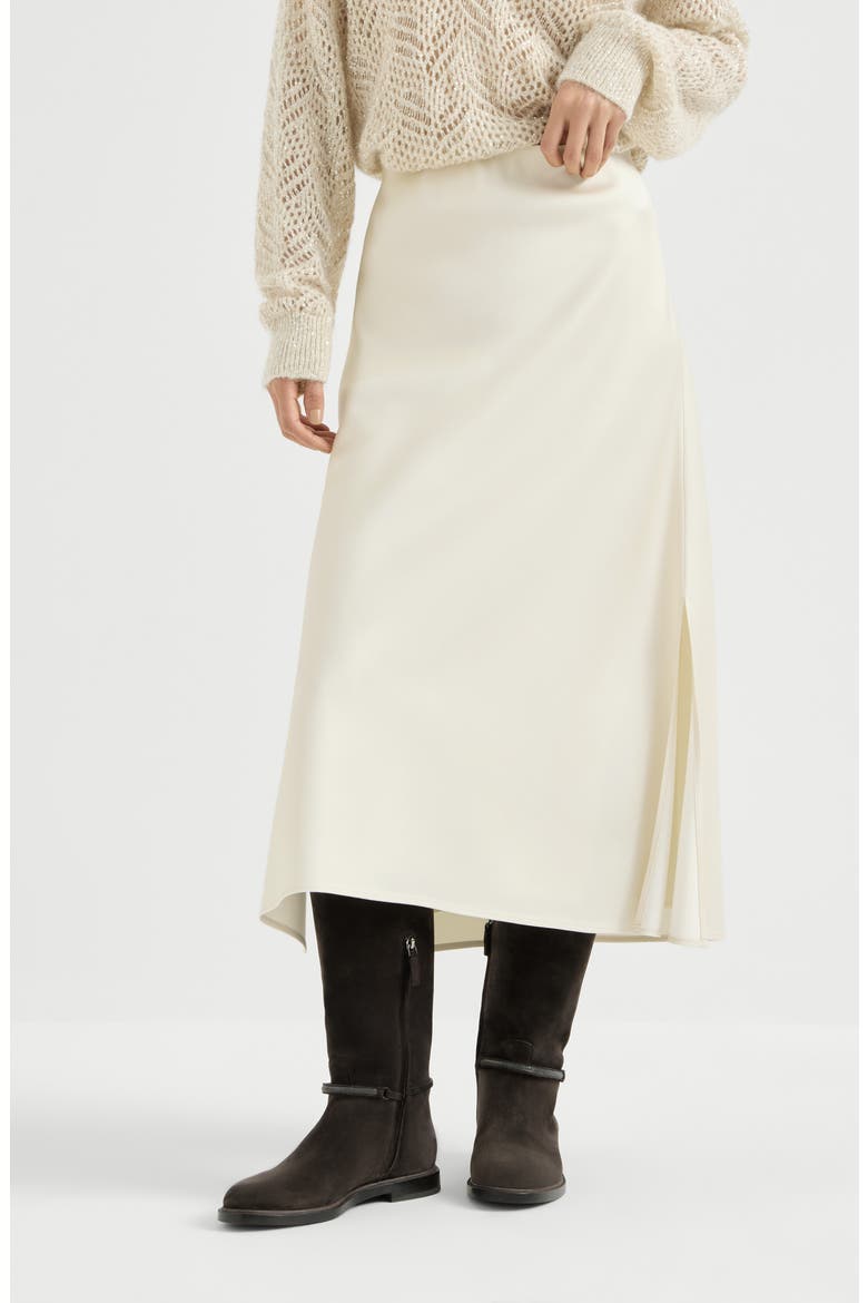 Satin cady fluid pencil skirt, Main, color, Butter