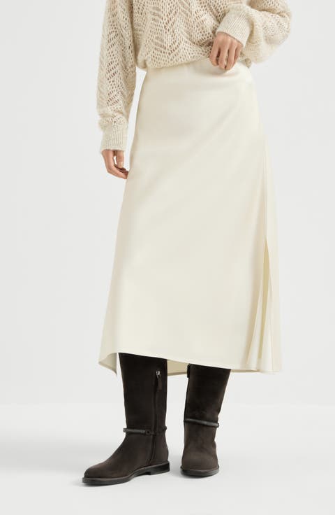 Satin cady fluid pencil skirt