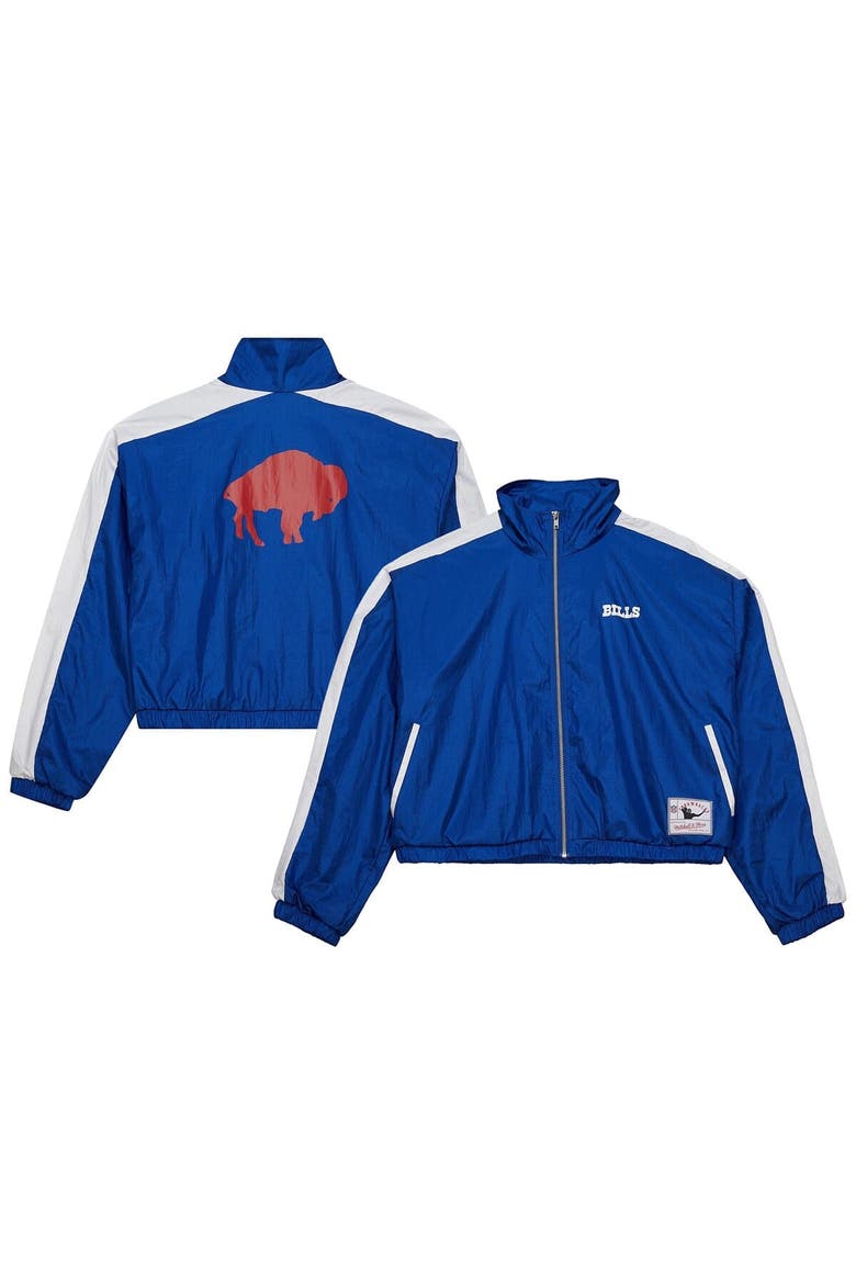 Women's Mitchell & Ness Royal Buffalo Bills Nylon Cropped Full-Zip Jacket, Main, color, Royal