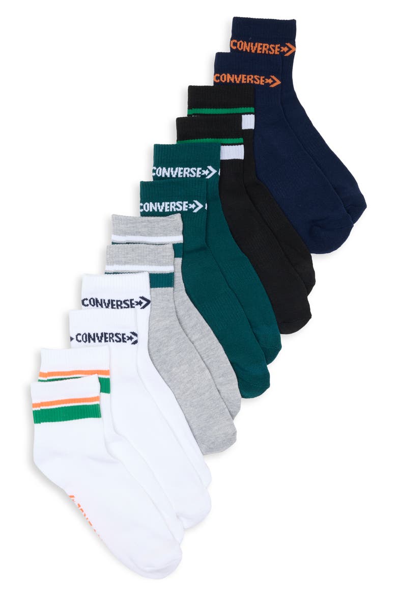 All Star 6-Pack Quarter Crew Socks, Main, color, OBSIDIAN
