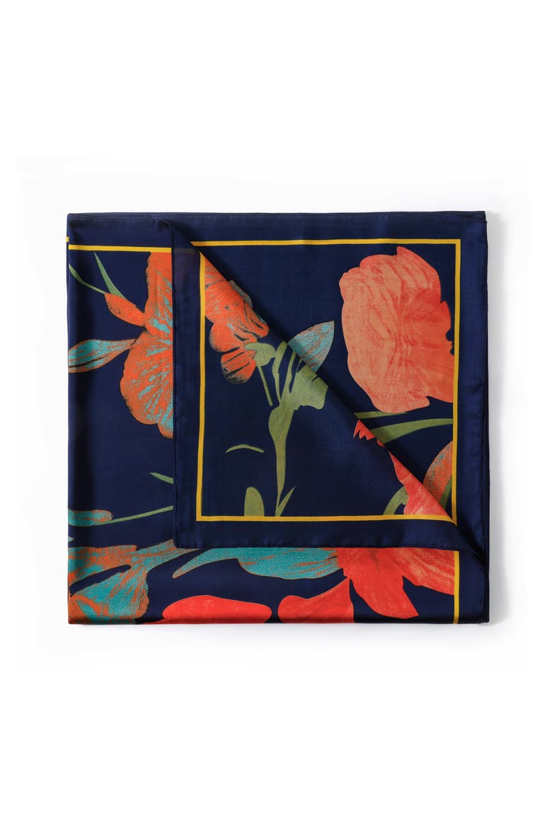 Koi Pond Floral Scarf - Blue, Alternate, color, Blue