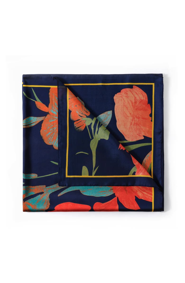 Youzey Koi Pond Floral Scarf - Blue, Alternate, color, Blue