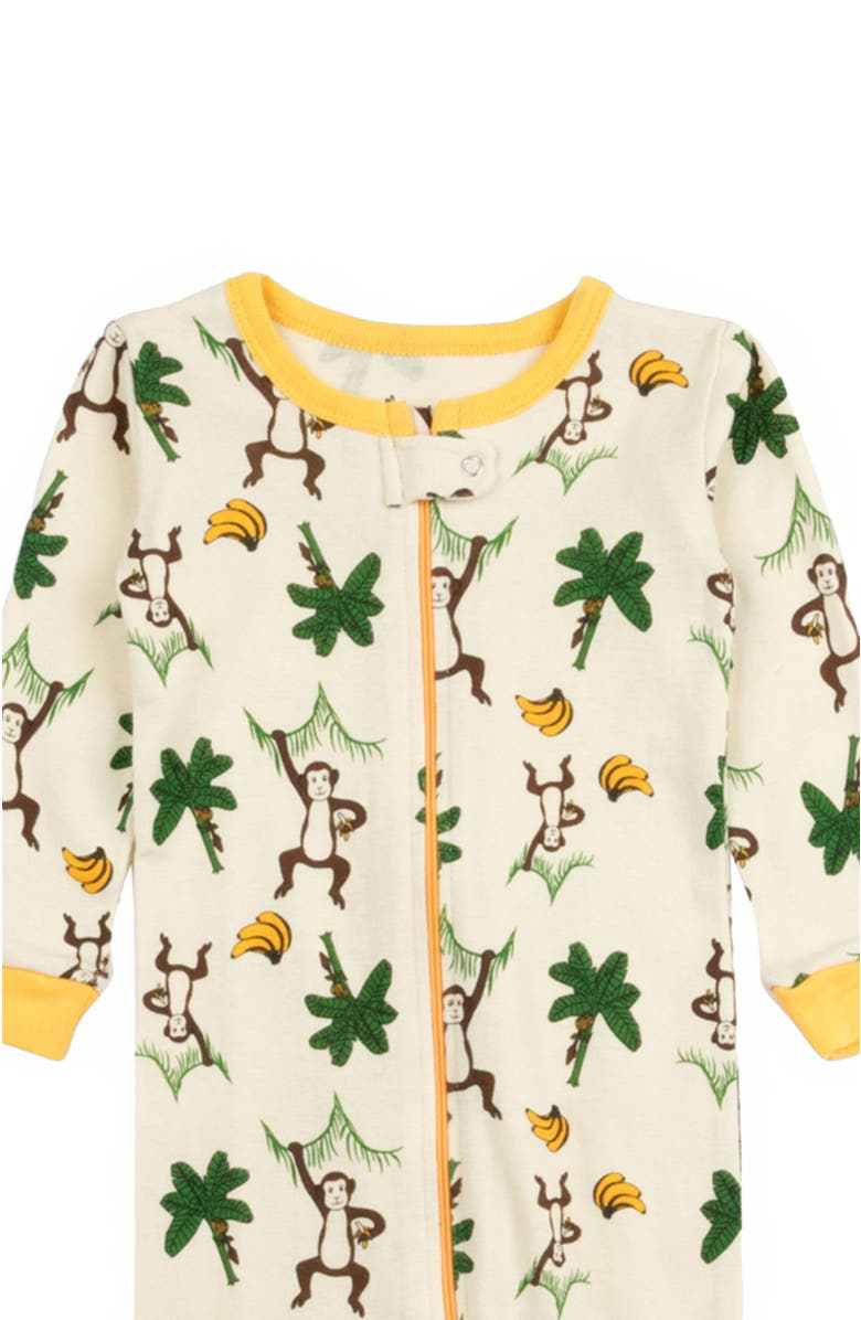 Leveret Kids Cotton Footed Printed Pajamas, Animal, Holiday & Fun Prints, Alternate, color, Monkey W/Banane