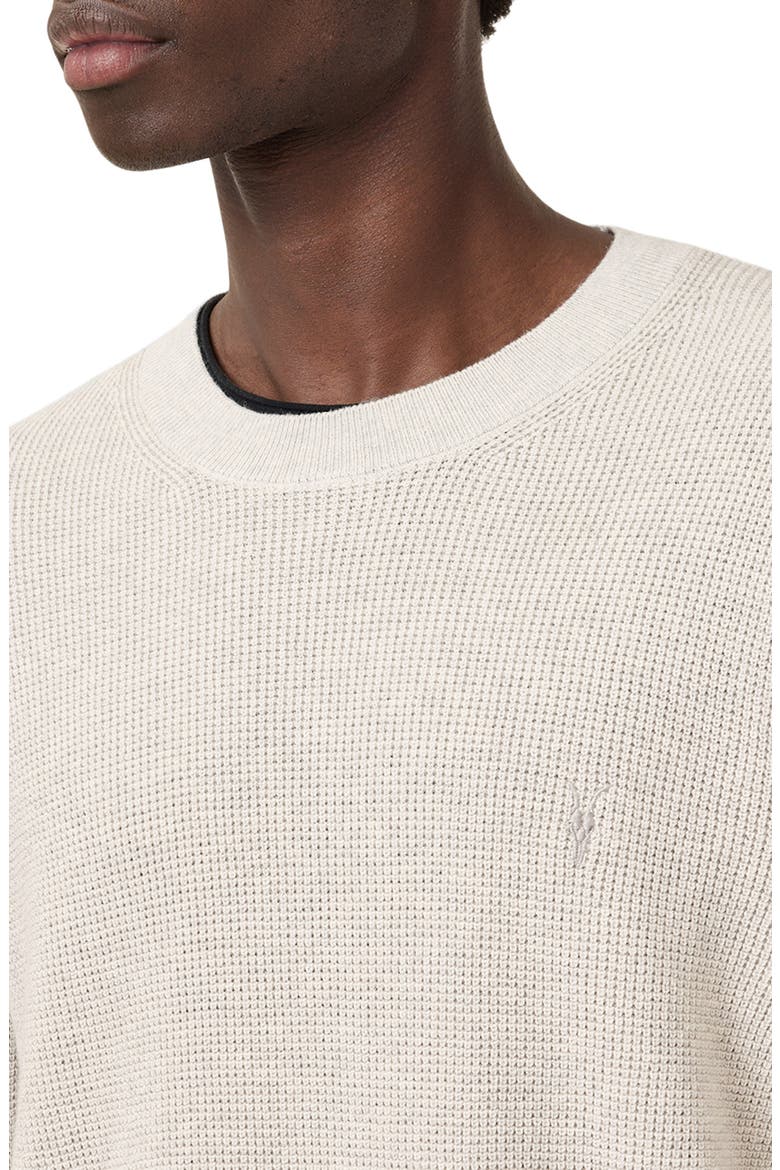 Oversize Cotton & Wool Waffle Crewneck Sweater, Alternate, color, CLOUDY GREY