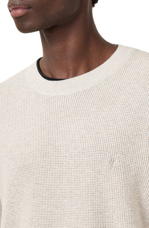 Allsaints Aspen Waffle Texture Crew Neck Sweater In Cloudy Grey