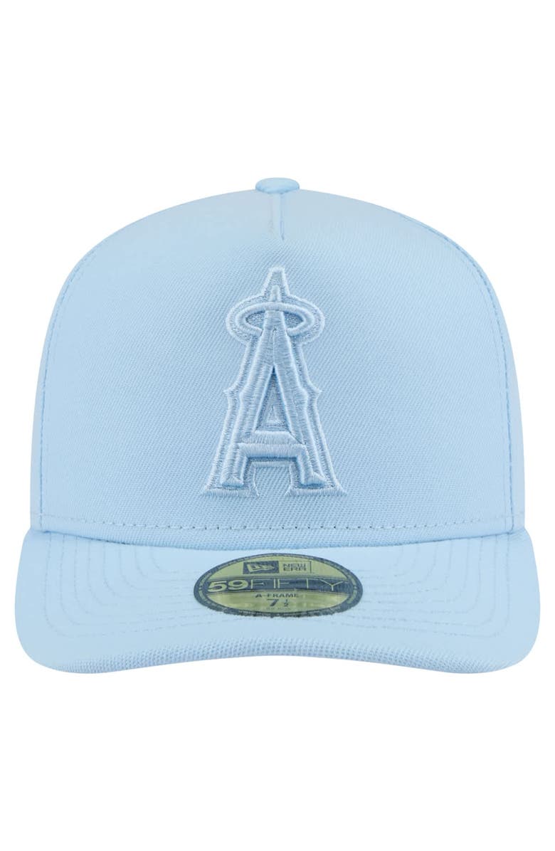 New Era Men's New Era Light Blue Los Angeles Angels Color Pack A-Frame 59FIFTY Fitted Hat, Alternate, color,
