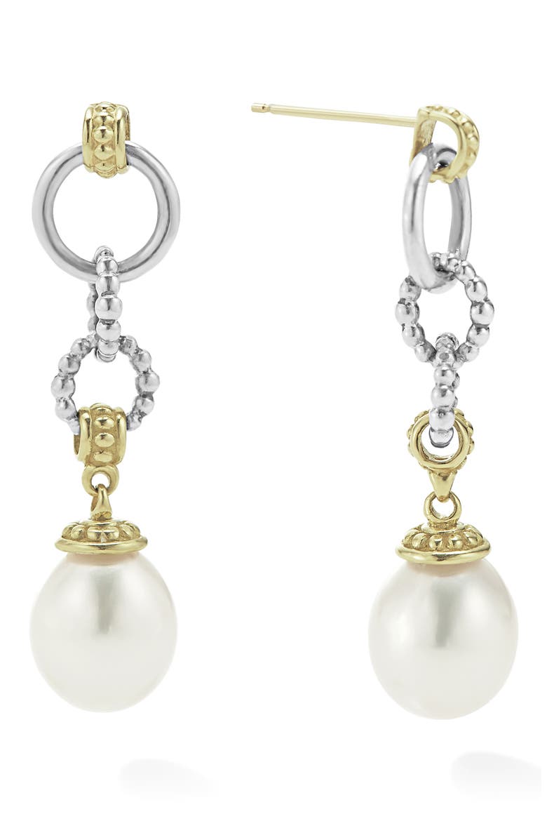 Luna Freshwater Pearl Drop Earrings, Alternate, color, GOLD