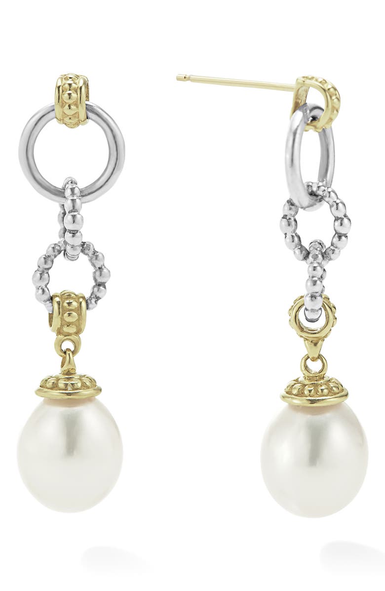 LAGOS Luna Freshwater Pearl Drop Earrings, Alternate, color, Gold