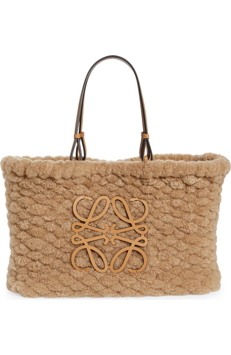 Loewe Woven Genuine Shearling Basket Bag, Main, color,