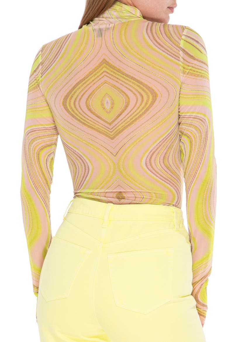 Zadie Power Mesh Long Sleeve Shirt, Alternate, color, LIME SWIRL