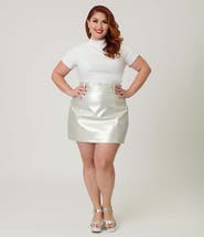 Smak Parlour Plus Size Turtleneck Short Sleeve Knit Crop Top