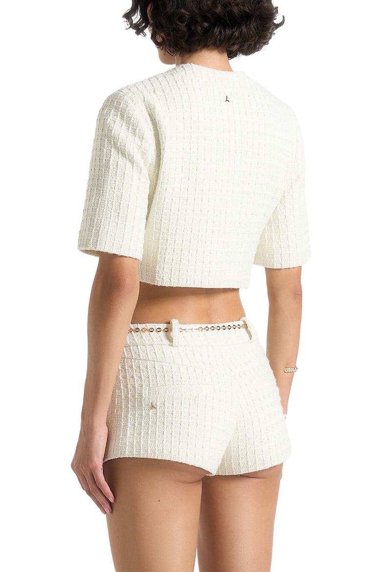 Alba Tweed Mock Neck Curve Detailing Top, Alternate, color, Cream