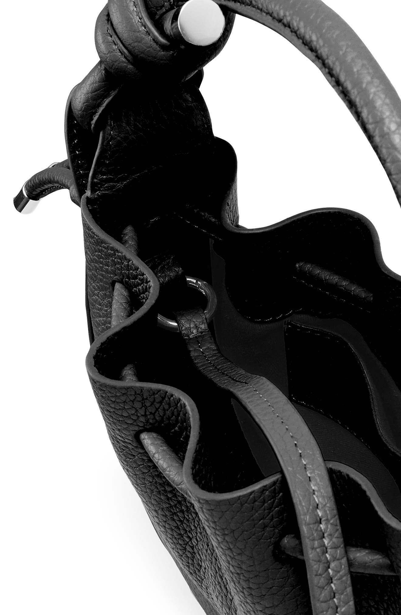 behno Mini Ina Pebble Leather Crossbody Bag, Alternate, color, Black