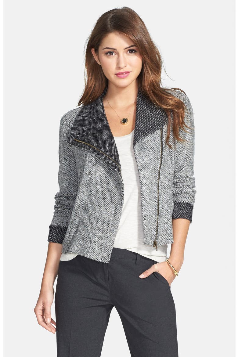 Bouclé Knit Jacket, Main, color, BLACK- GREY PATTERN