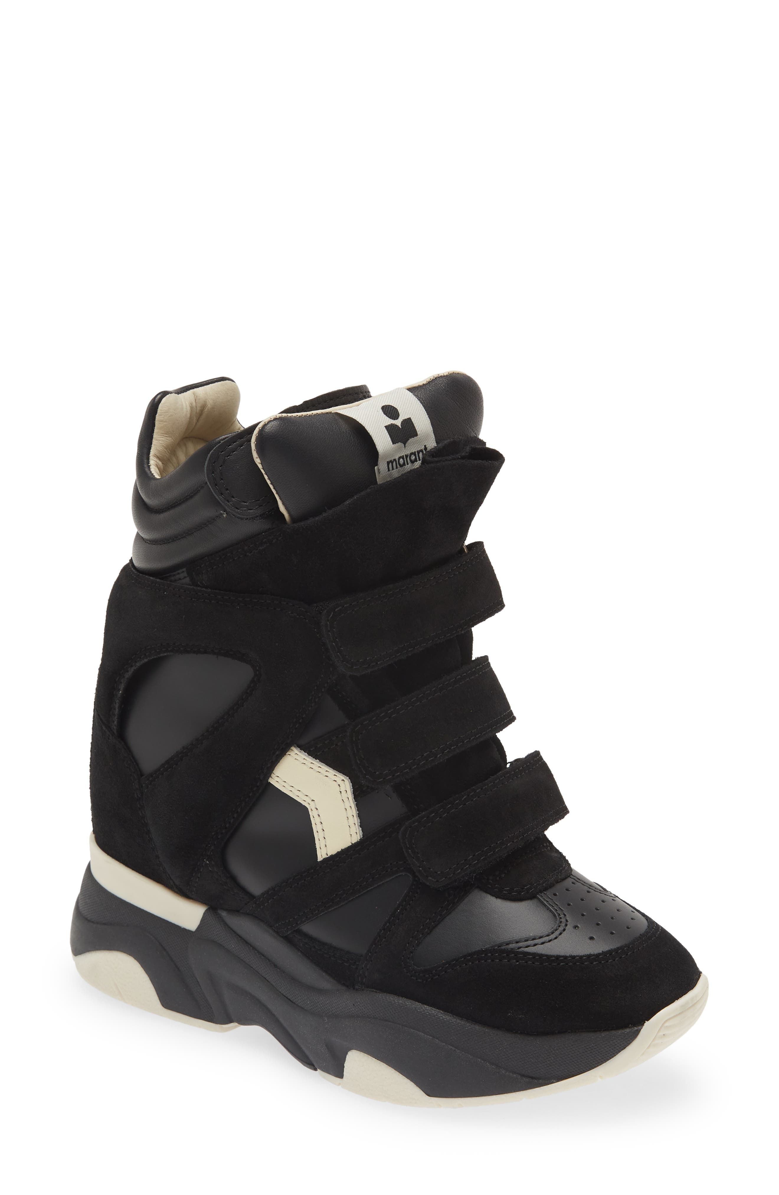 Isabel Marant Balskee Hidden Wedge High Top Sneaker, Main, color, Black/ White