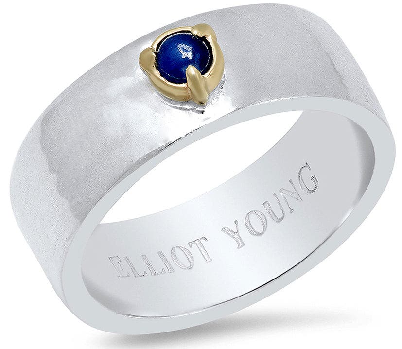 ELLIOT YOUNG "Liquid Metal" Wide Band Claw Ring in Sapphire 