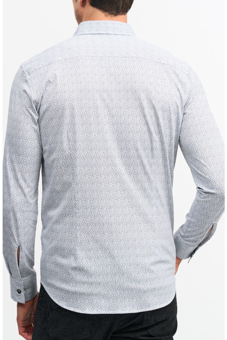 Dorsey Trim Fit Floral Knit Button-Up Shirt, Alternate, color, WHITE