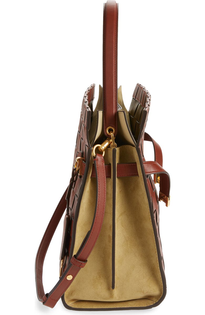 Tory Burch Lee Radziwill Woven Leather Double Bag, Alternate, color,