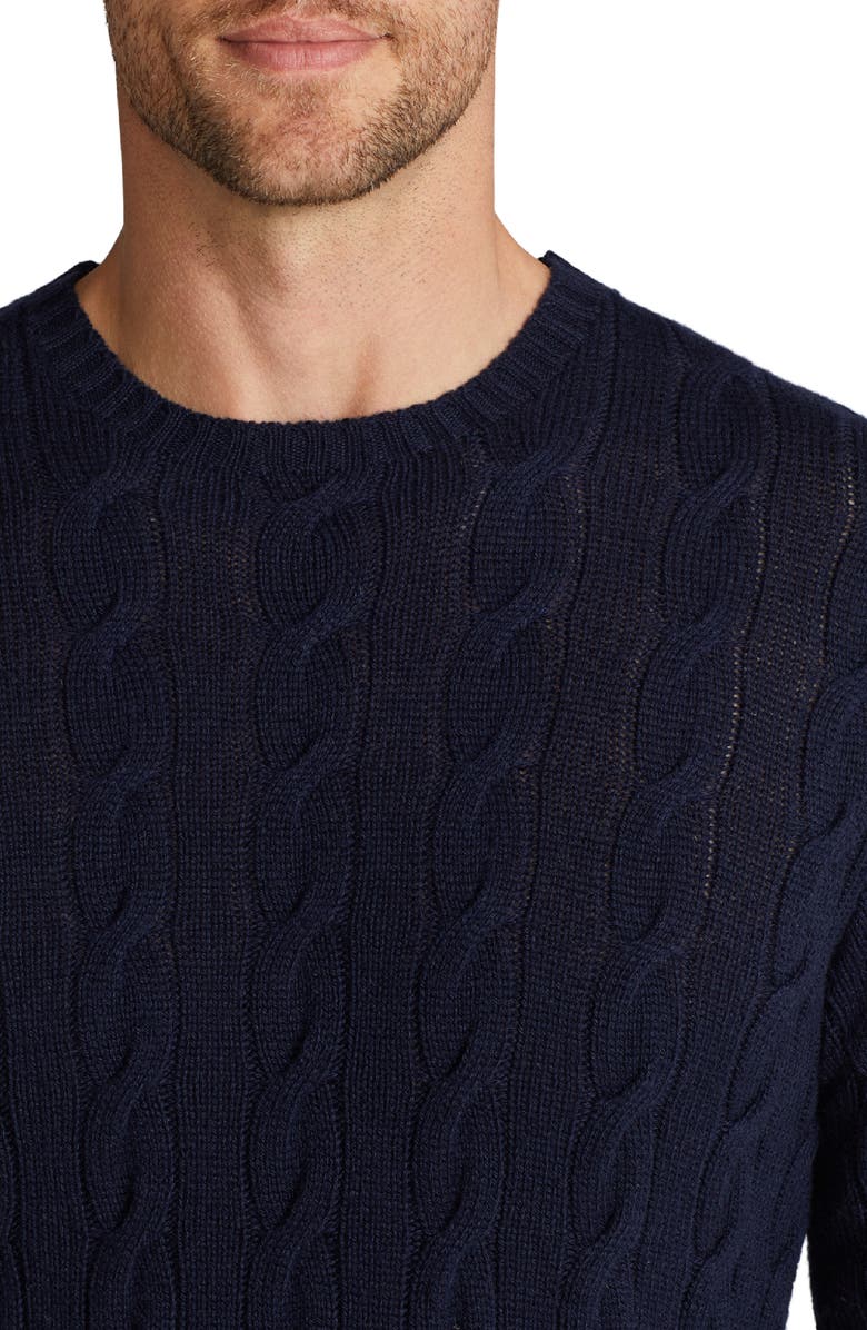 Ralph Lauren Purple Label Cable Stitch Cashmere Crewneck Sweater, Alternate, color, Classic Chairman Navy