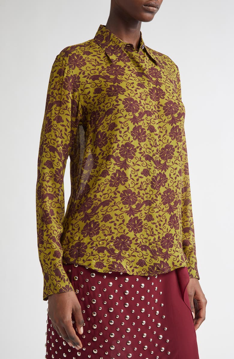 Dries Van Noten Chowy Floral Georgette Button-Up Shirt, Alternate, color,
