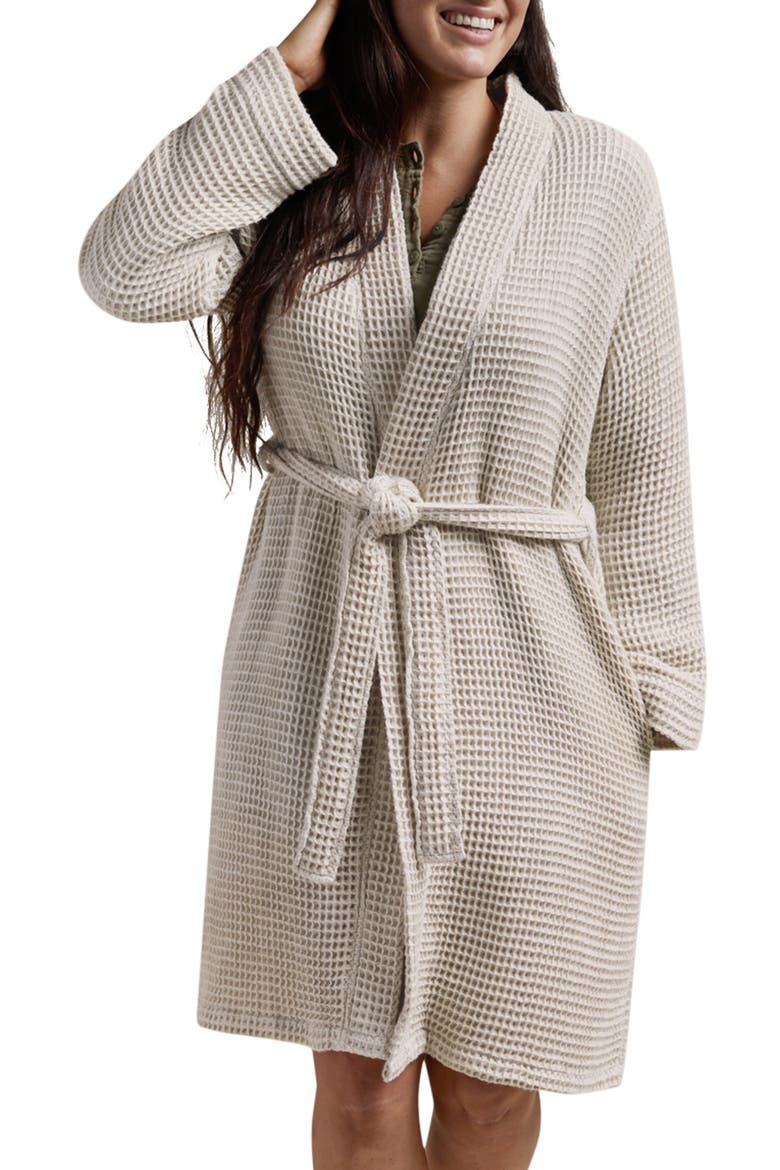 Gender Inclusive Waffle Knit Cotton Robe, Main, color, TAN