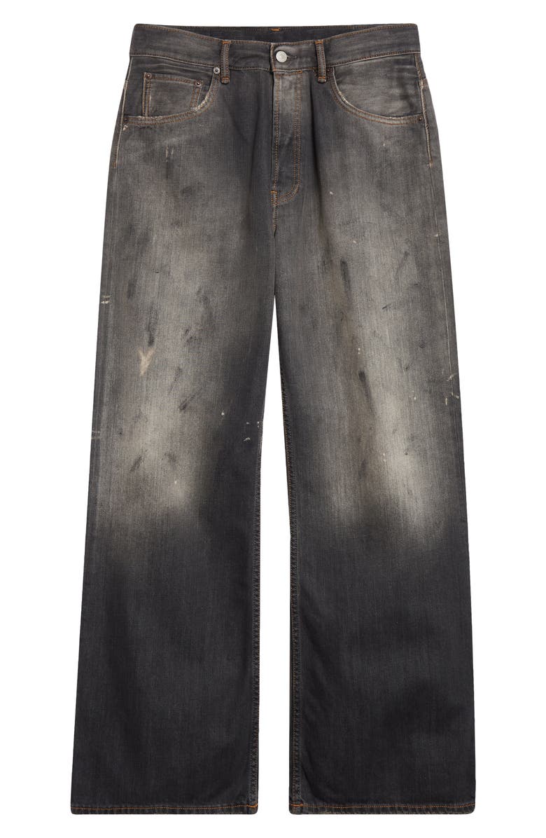 Acne Studios 2021 Distressed Wide Leg Jeans, Alternate, color, Black