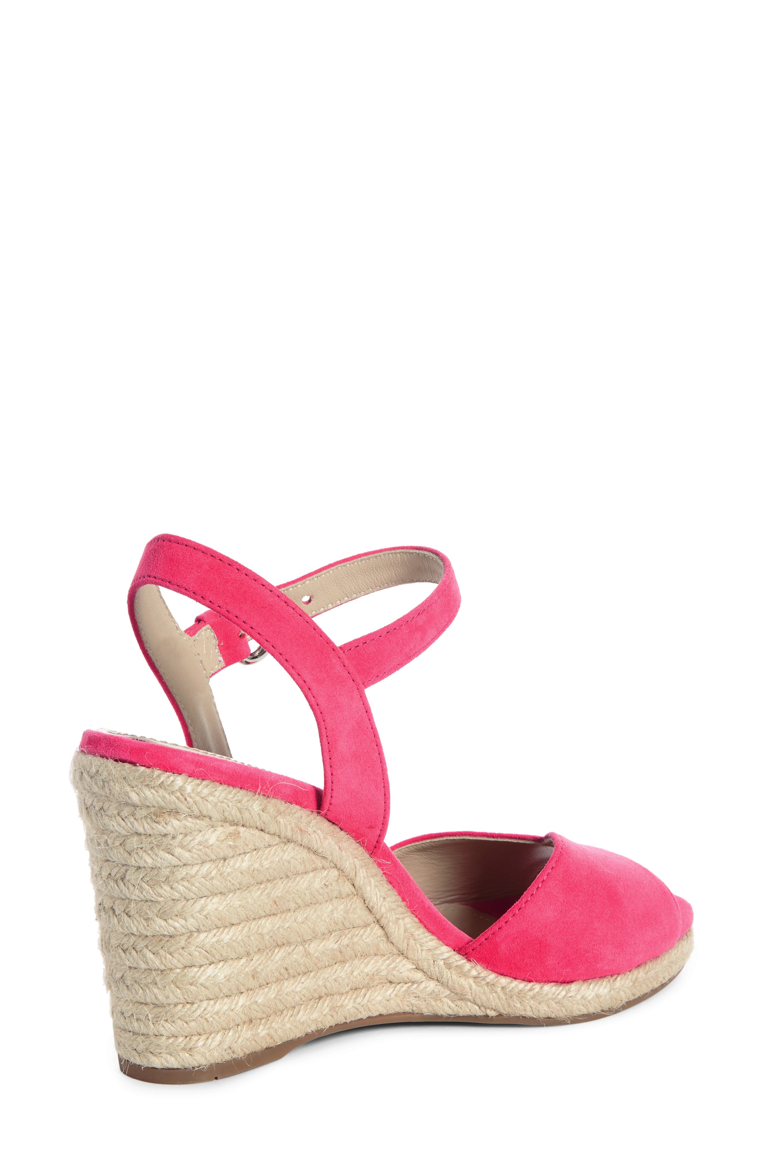 Raffia Wedge Sandal, Alternate, color, PINK SUEDE