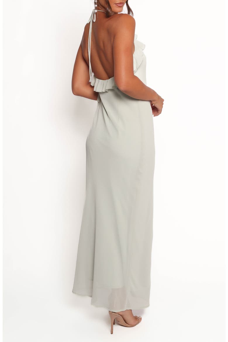 Patricia Ruffle Detail Halter Neck Maxi Dress, Alternate, color, SAGE