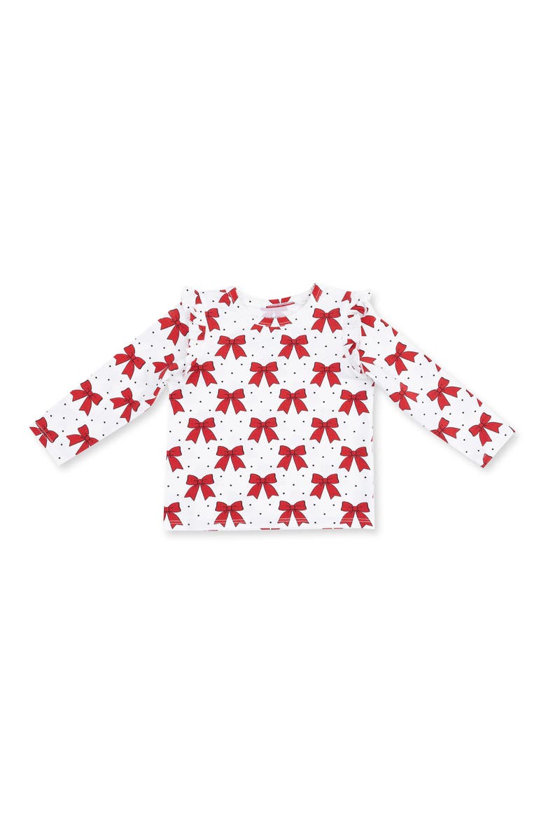 Festive Bows Long Sleeve Ruffle T-Shirt, Main, color, IVORY