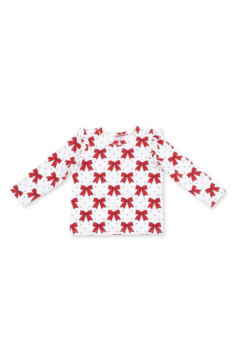 Festive Bows Long Sleeve Ruffle T-Shirt