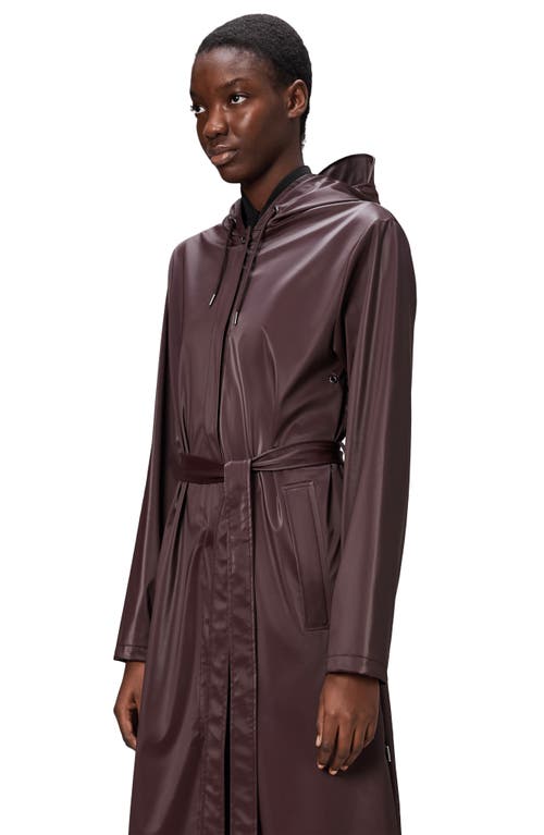 Rains Waterproof A-line Long Raincoat In Burgundy
