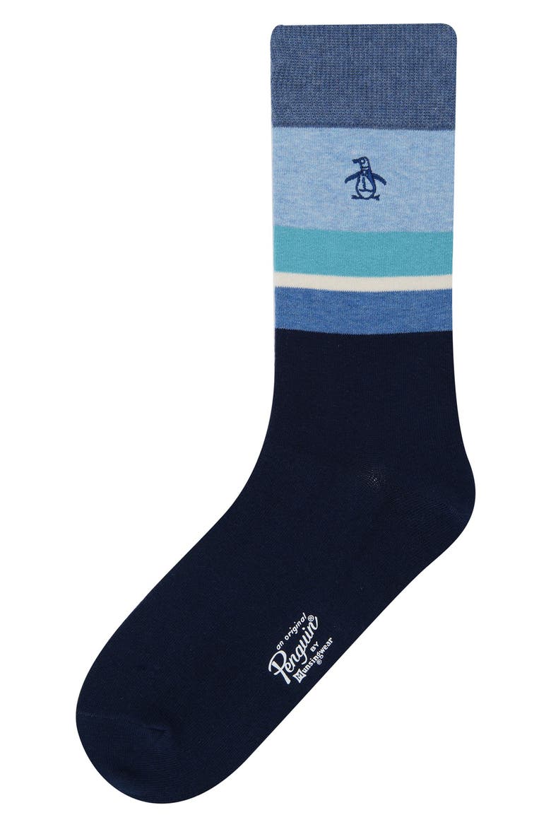 Quinn Stripe Cotton Stretch Dress Socks, Main, color, TURQUOISE