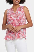 NYDJ Print Pleat Back Sleeveless Split Neck Blouse (Nordstrom Exclusive)