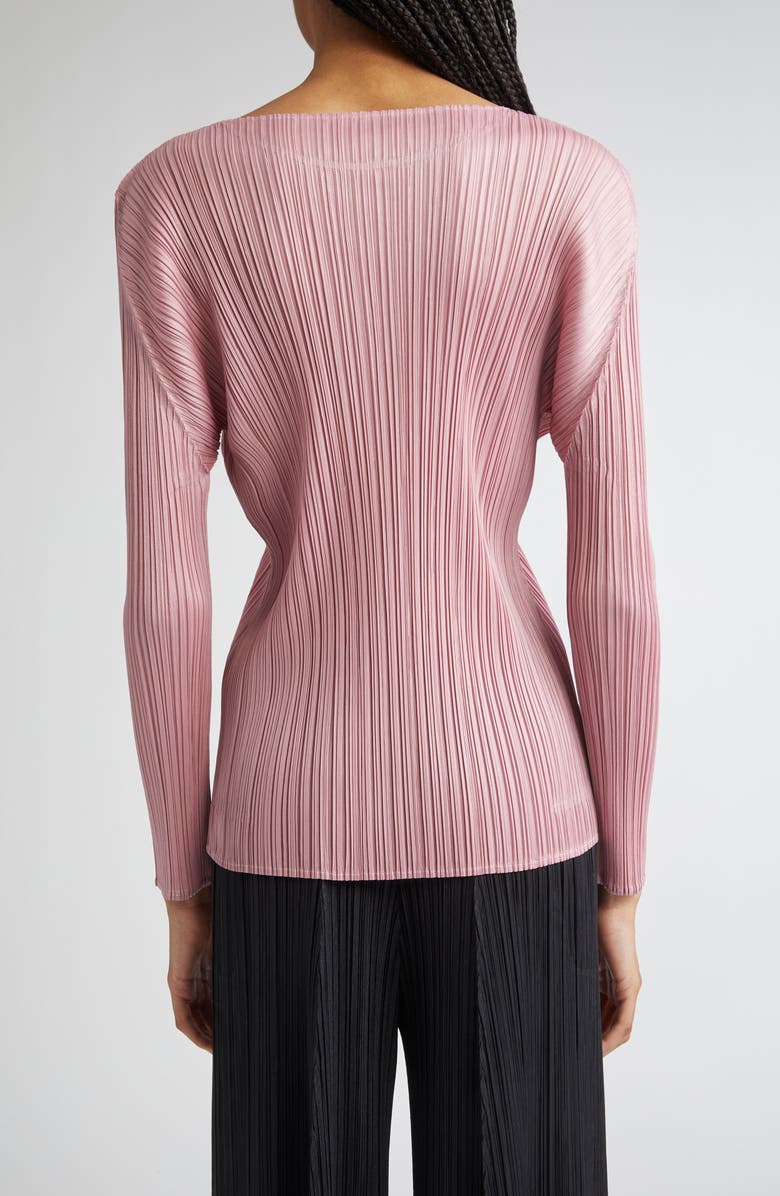 Pleats Please Issey Miyake Monthly Colors September Pleated Long Sleeve Top, Alternate, color, Rose Pink