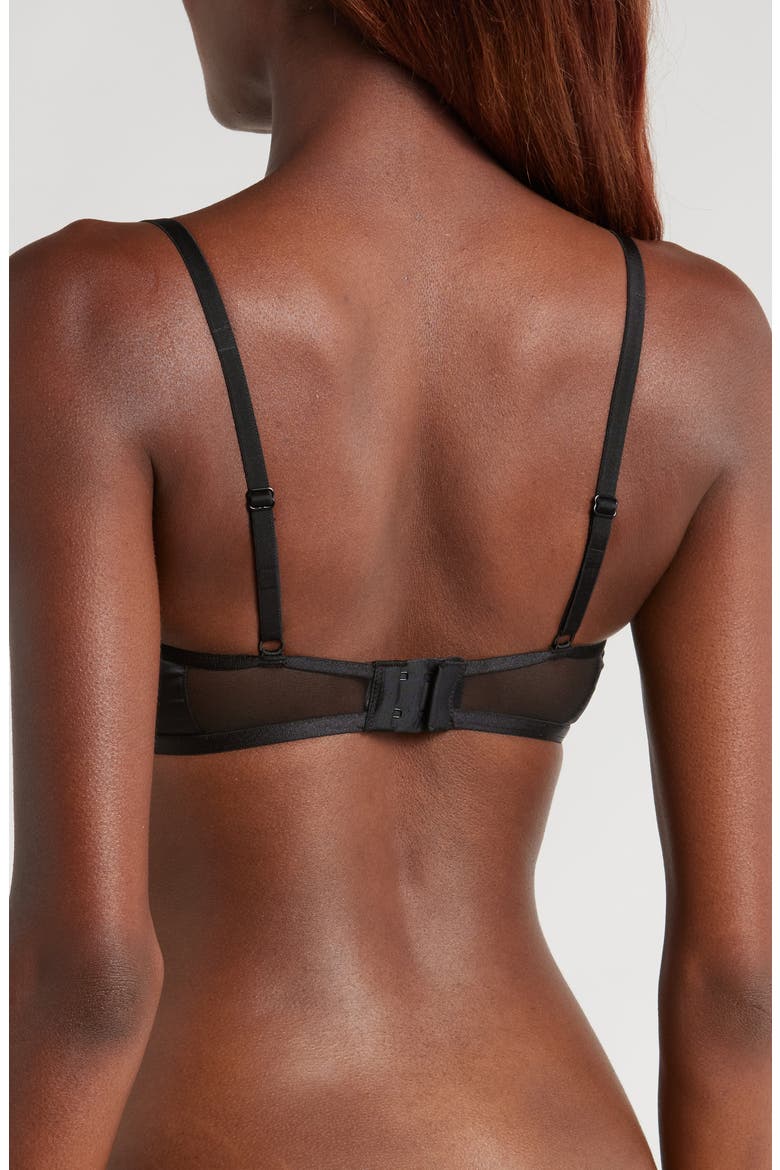 Amaryllis Embroidered Underwire Demi Bra, Alternate, color, BLACK