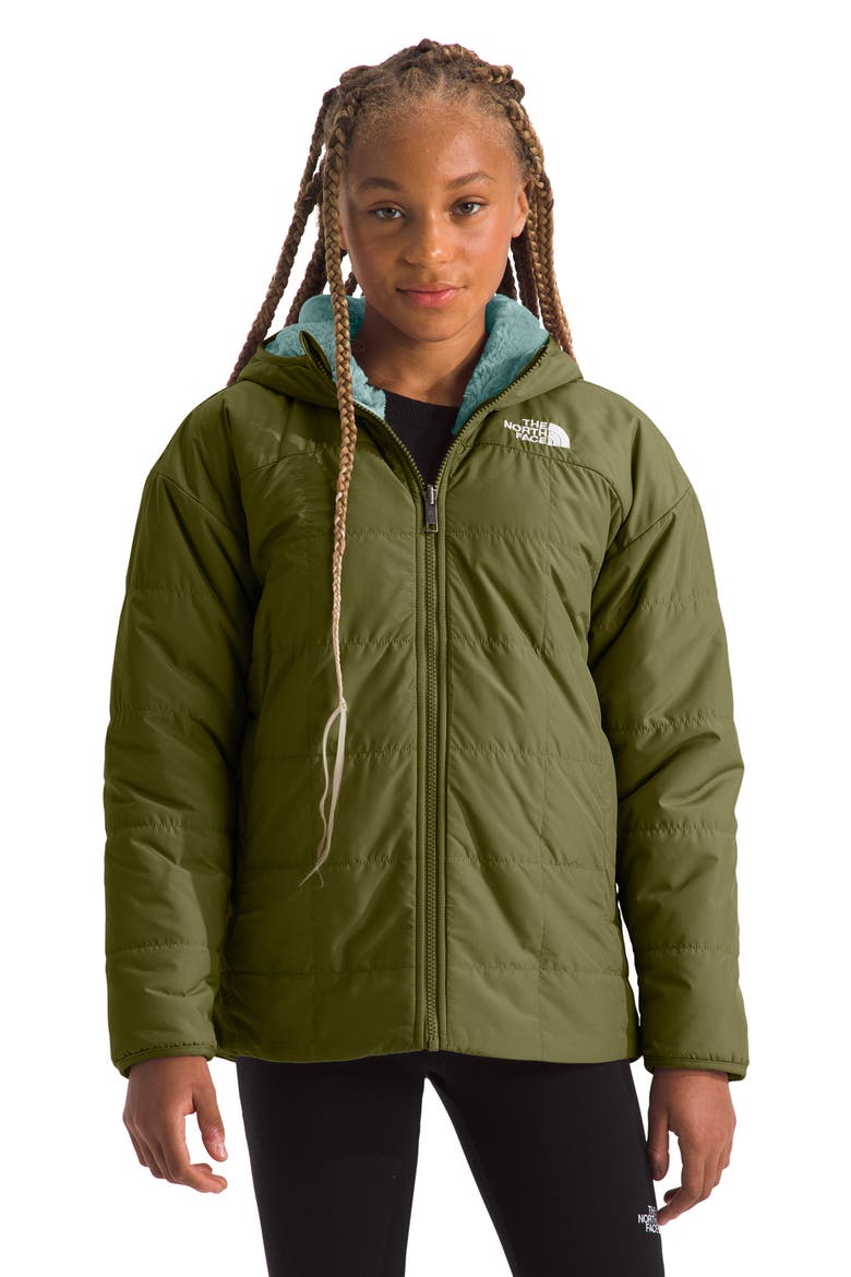 Kids' Shasta Water Repellent Reversible Hooded Jacket, Alternate, color, FOREST OLIVE