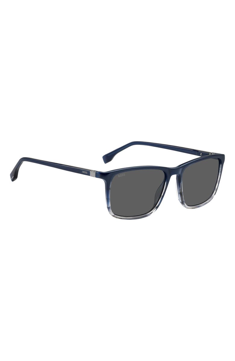 BOSS 56mm Ombré Square Sunglasses, Alternate, color, Blue Horn Grey