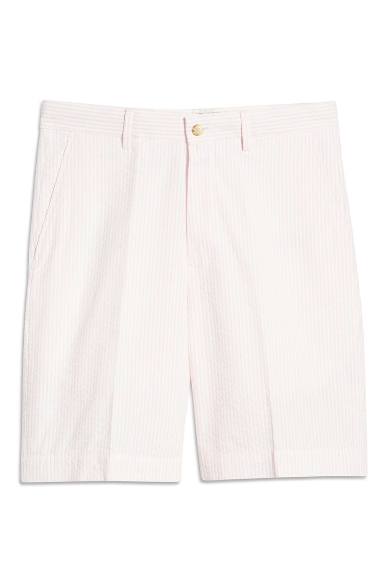 Flat Front Seersucker Shorts, Alternate, color, PINK