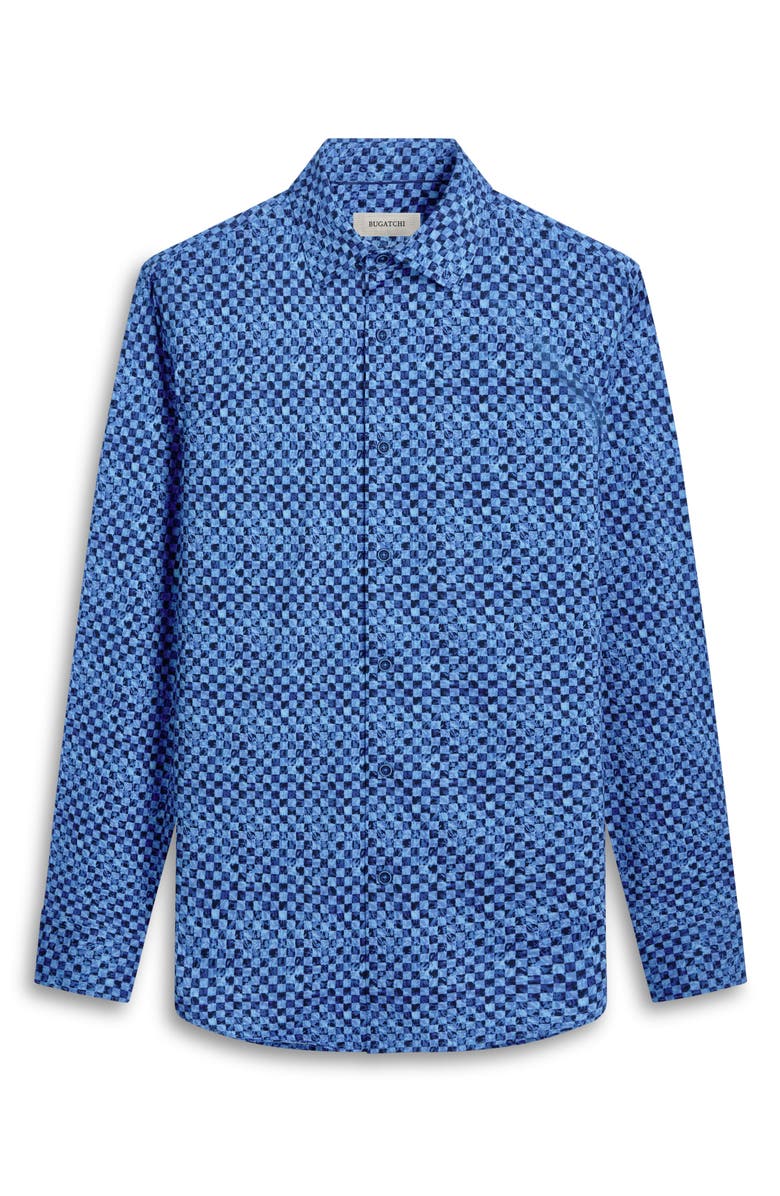 Bugatchi James OoohCotton<sup>®</sup> Checkerboard Button-Up Shirt, Alternate, color, Classic Blue