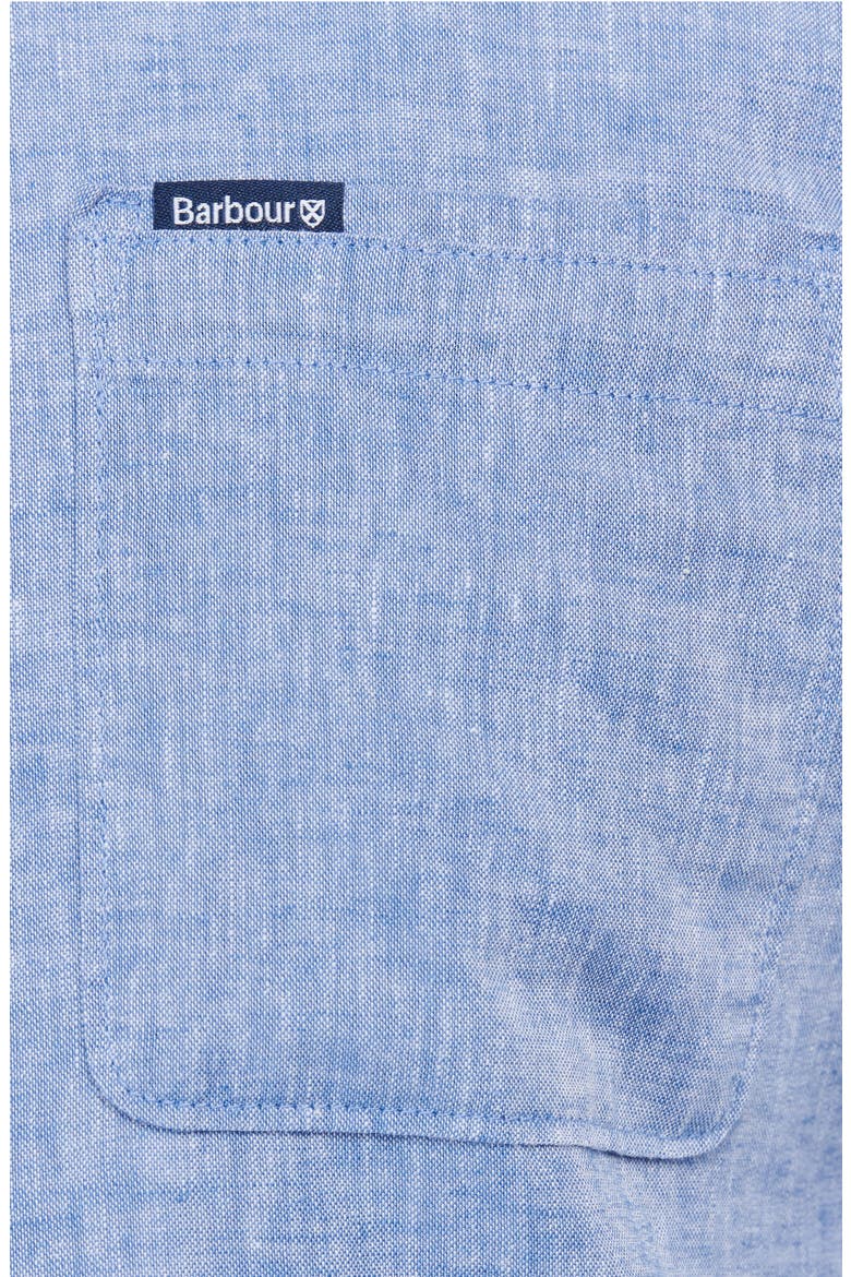 Nelson Tailored Fit Solid Linen & Cotton Button-Down Shirt, Alternate, color, BLUE