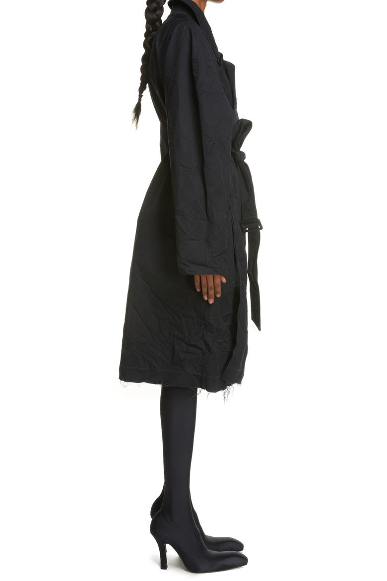Cotton Drill Wrap Coat, Alternate, color, BLACK W