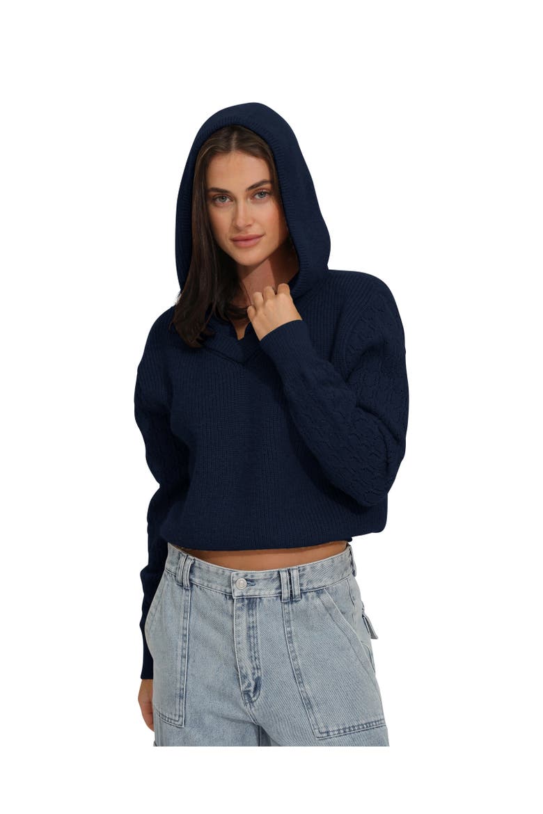 On the Run Knitted Hoodie, Alternate, color, Navy