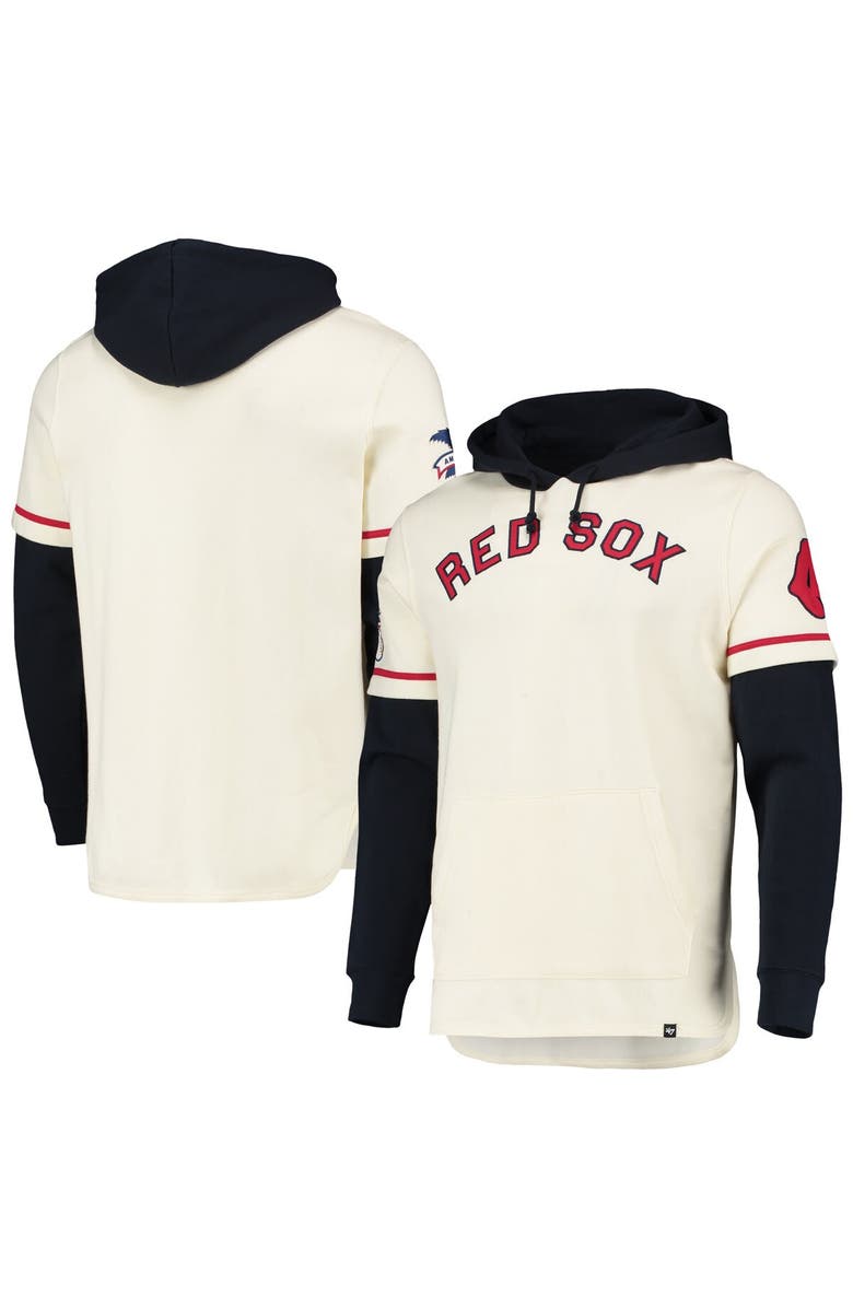 '47 Men's '47 Cream Boston Red Sox Trifecta Shortstop Pullover Hoodie, Main, color, Cream