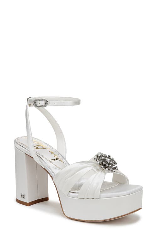 Sam Edelman Janelle Ankle Strap Platform Sandal In Bright White