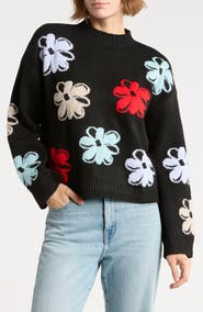 NVLT Mock Neck Floral Sweater