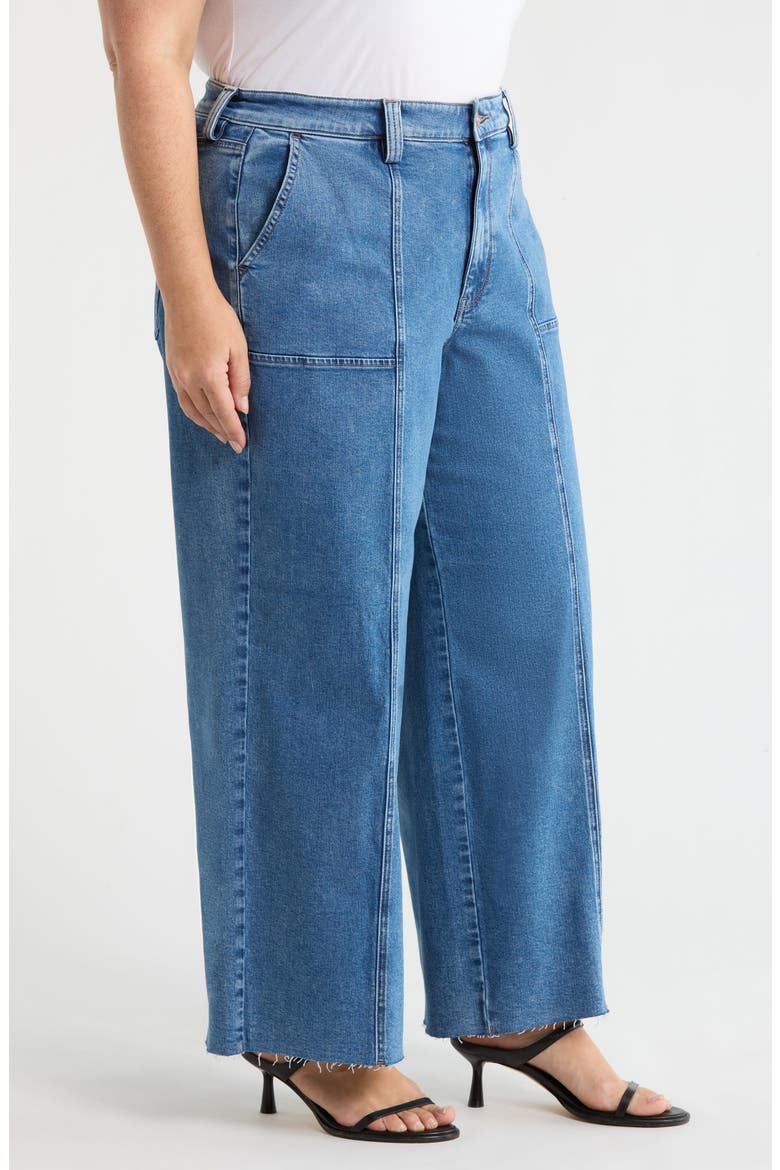 Simone Raw Hem High Waist Wide Leg Utility Jeans, Alternate, color, SALTON