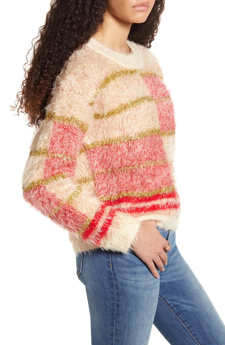 MINKPINK Odessa Metallic Eyelash Chenille Sweater, Alternate, color, 